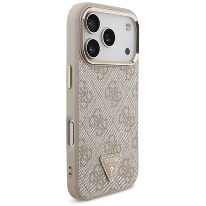 Husa MagSafe pentru Apple iPhone 17 Pro, Guess, 4G Triangle Logo, Roz Aurie