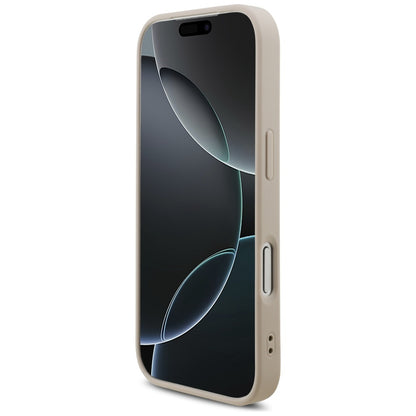 Husa MagSafe pentru Apple iPhone 17 Pro, Guess, 4G Triangle Logo with Pearl Strap, Roz
