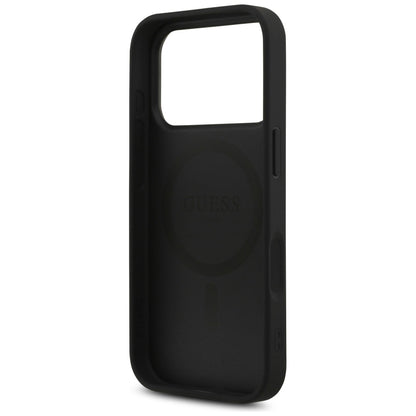 Husa MagSafe pentru Apple iPhone 17 Pro, Guess, 4G Triangle Strass, Neagra