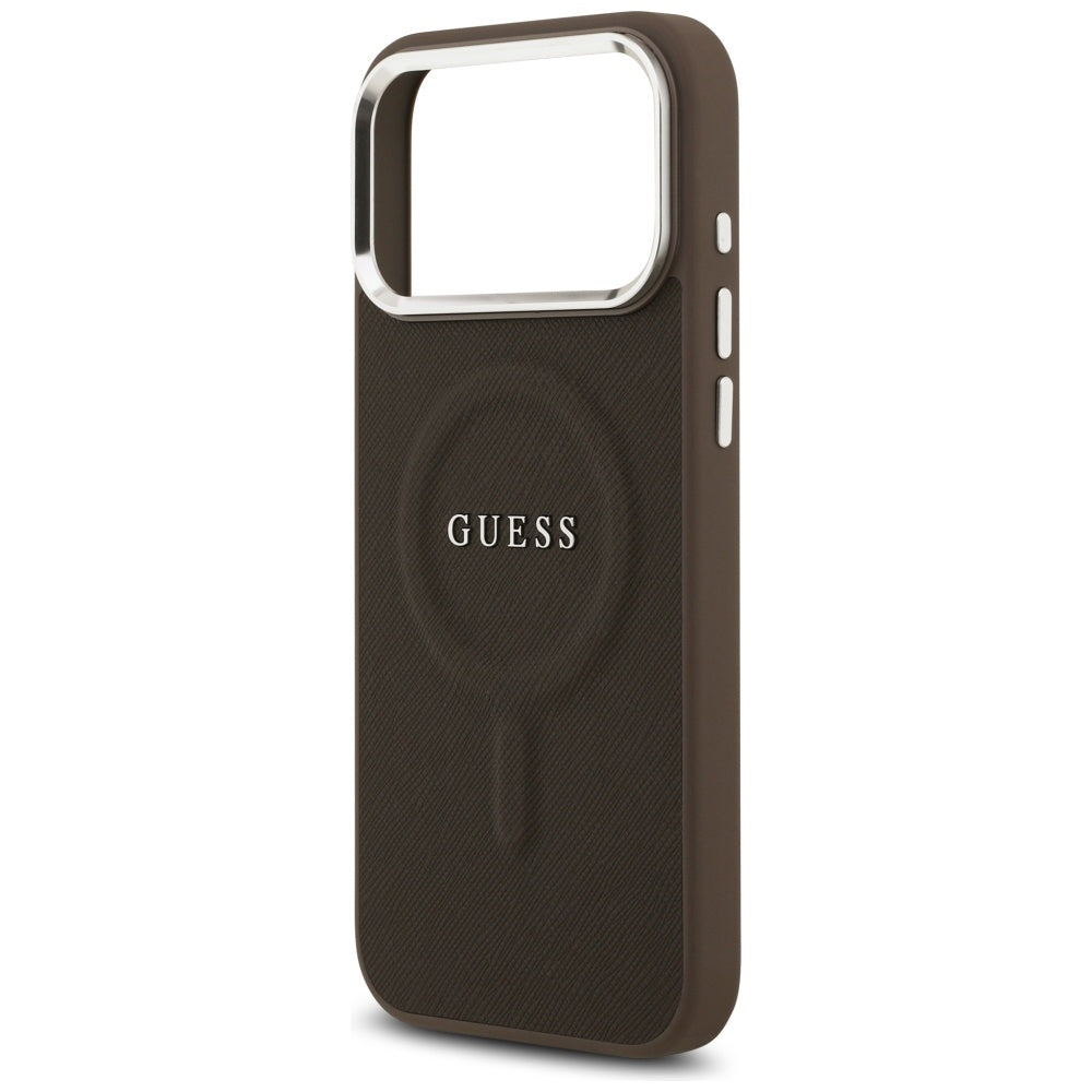 Husa MagSafe pentru Apple iPhone 17 Pro, Guess, Classic Logo, Maro