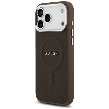 Husa MagSafe pentru Apple iPhone 17 Pro, Guess, Classic Logo, Maro