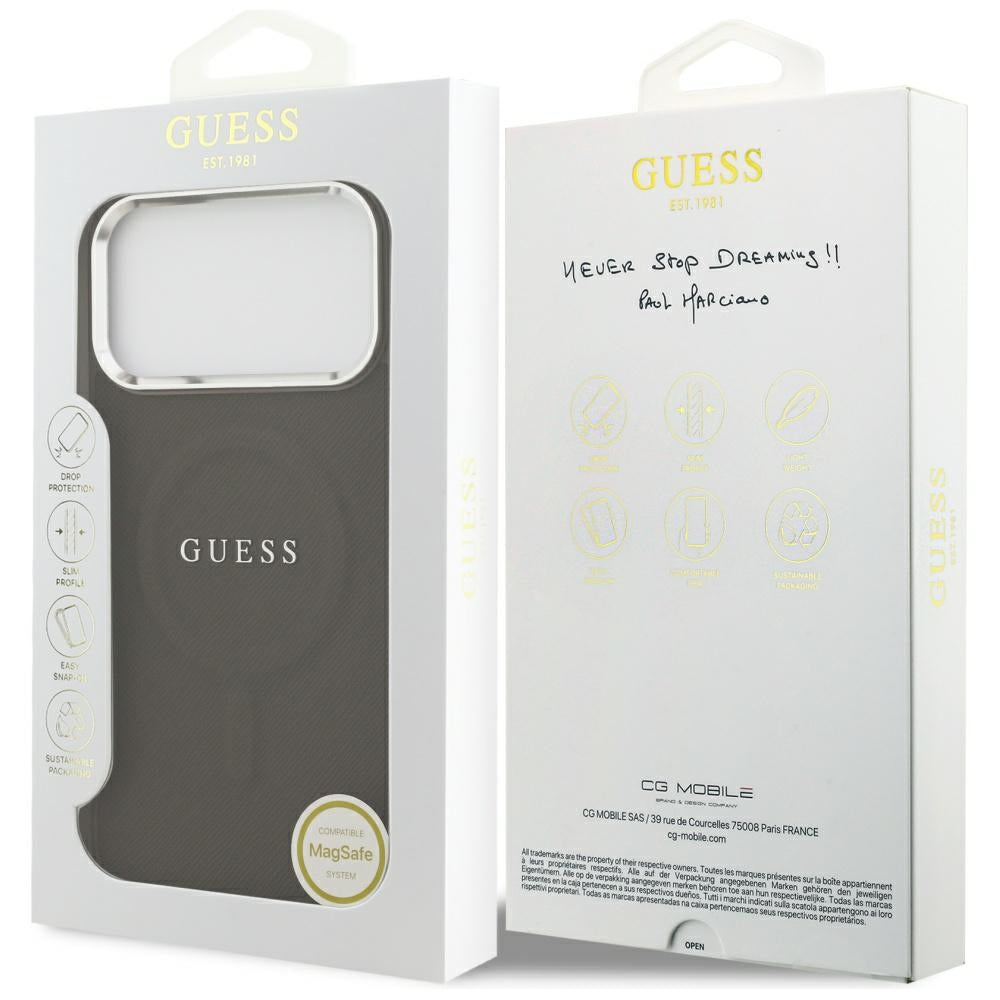Husa MagSafe pentru Apple iPhone 17 Pro, Guess, Classic Logo, Maro