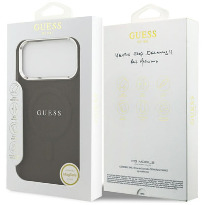 Husa MagSafe pentru Apple iPhone 17 Pro, Guess, Classic Logo, Maro