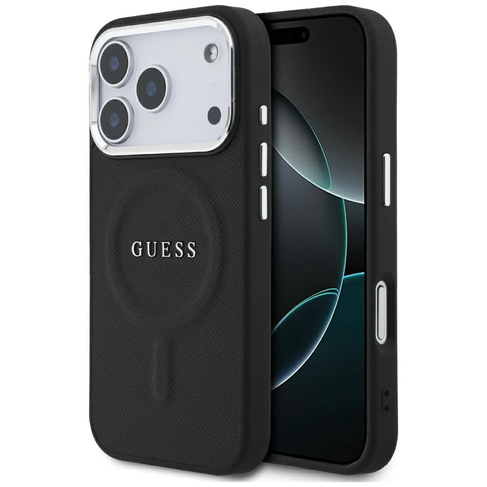 Husa MagSafe pentru Apple iPhone 17 Pro, Guess, Classic Logo, Neagra