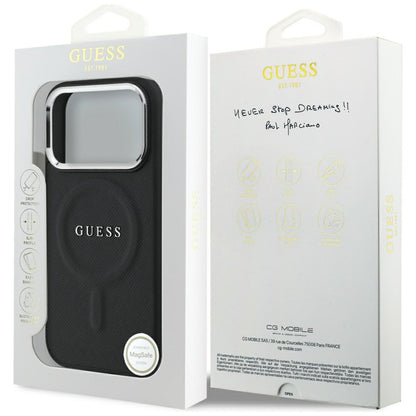 Husa MagSafe pentru Apple iPhone 17 Pro, Guess, Classic Logo, Neagra