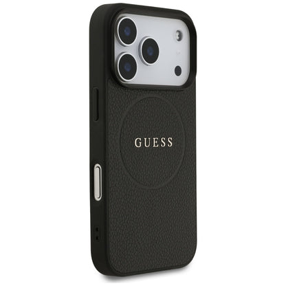 Husa MagSafe pentru Apple iPhone 17 Pro, Guess, Grained Gold Ring, Neagra