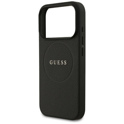 Husa MagSafe pentru Apple iPhone 17 Pro, Guess, Grained Gold Ring, Neagra