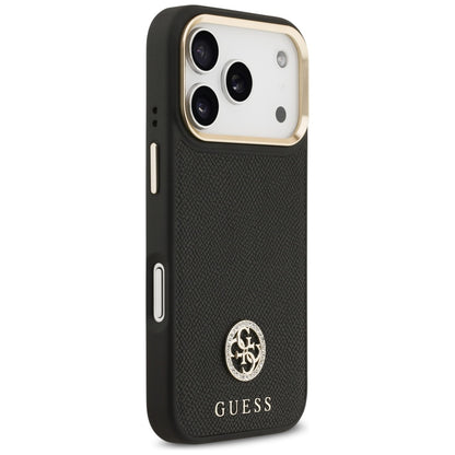 Husa MagSafe pentru Apple iPhone 17 Pro, Guess, Grained Strass Logo, Neagra
