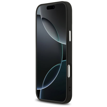 Husa MagSafe pentru Apple iPhone 17 Pro, Guess, Grained Triangle Logo, Neagra