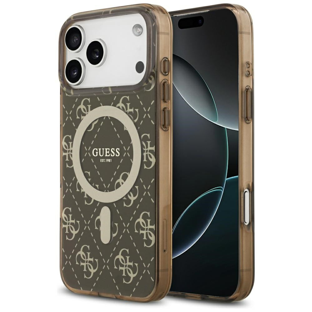 Husa MagSafe pentru Apple iPhone 17 Pro, Guess, IML 4G Background, Maro