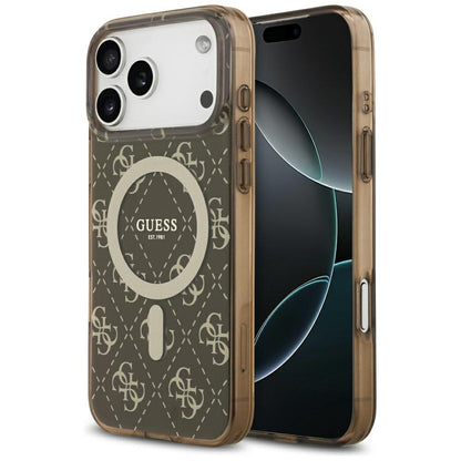Husa MagSafe pentru Apple iPhone 17 Pro, Guess, IML 4G Background, Maro