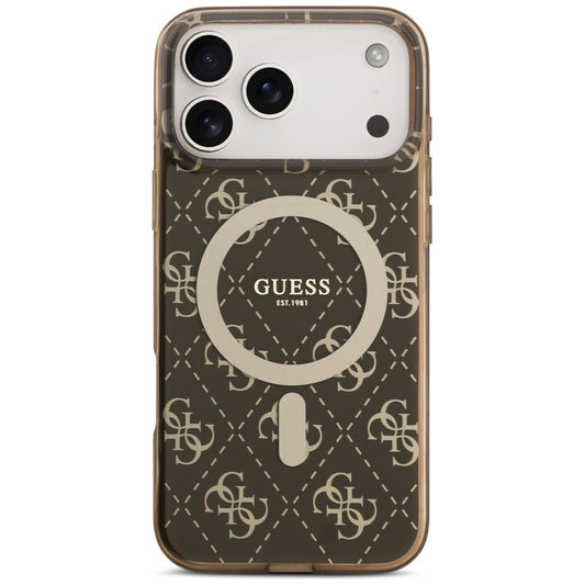 Husa MagSafe pentru Apple iPhone 17 Pro, Guess, IML 4G Background, Maro