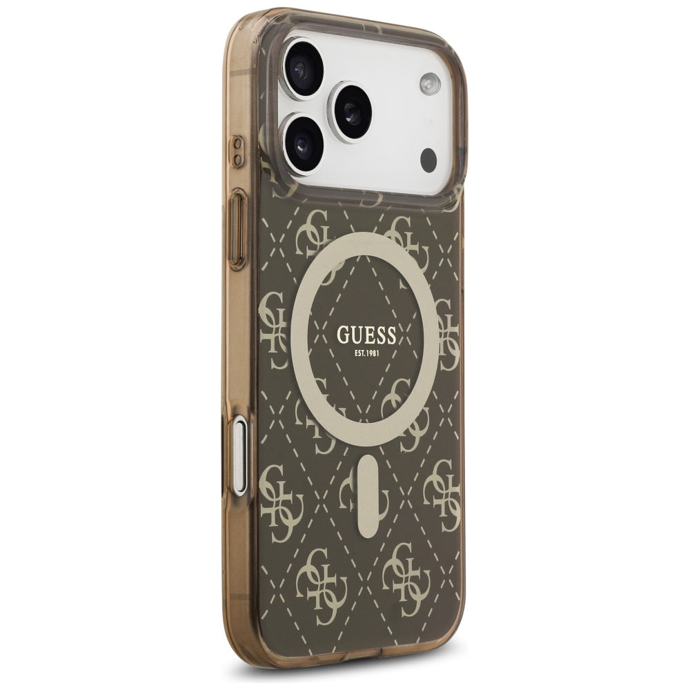 Husa MagSafe pentru Apple iPhone 17 Pro, Guess, IML 4G Background, Maro