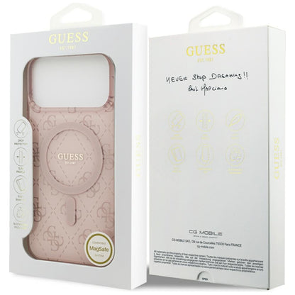 Husa MagSafe pentru Apple iPhone 17 Pro, Guess, IML 4G Background, Roz