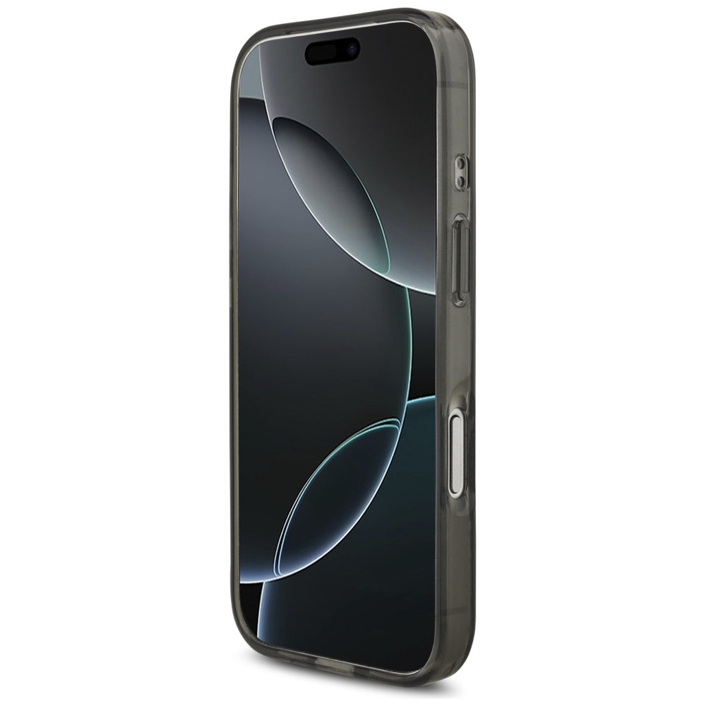 Husa MagSafe pentru Apple iPhone 17 Pro, Guess, IML Flowers with Pearl Strap, Neagra