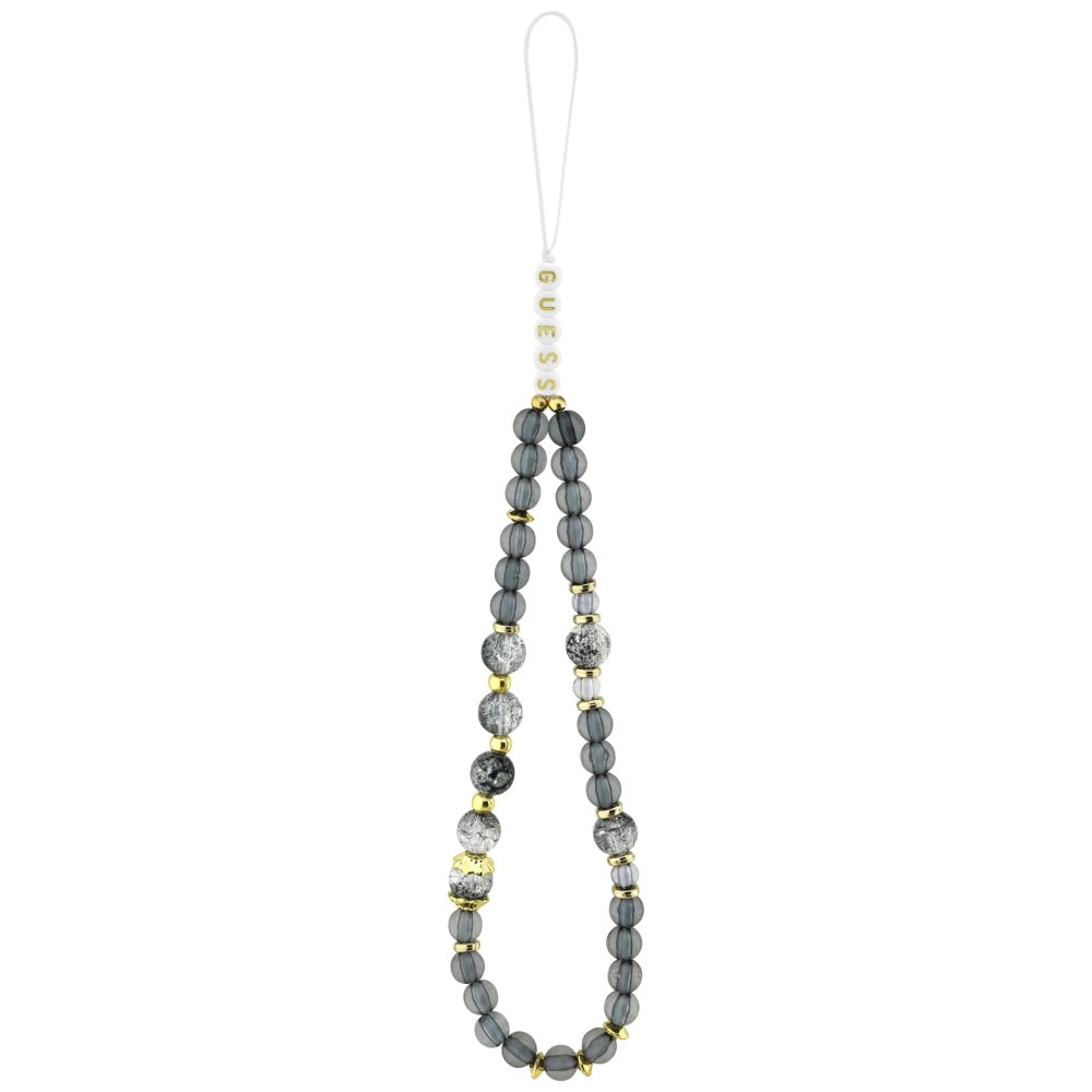 Husa MagSafe pentru Apple iPhone 17 Pro, Guess, IML Flowers with Pearl Strap, Neagra