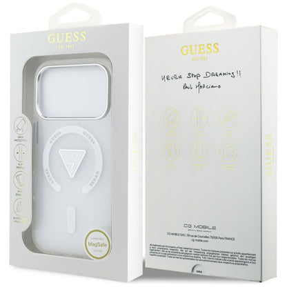 Husa MagSafe pentru Apple iPhone 17 Pro, Guess, IML Gradient Triangle Logo, Transparenta