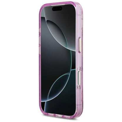 Husa MagSafe pentru Apple iPhone 17 Pro, Guess, IML Metal Glitter Flowers Triangle, Mov