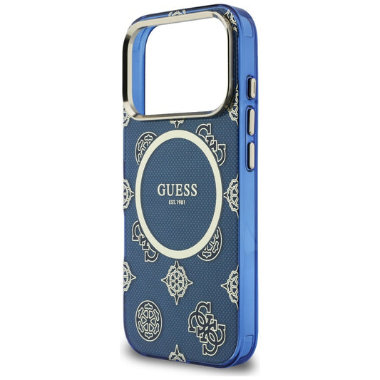 Husa MagSafe pentru Apple iPhone 17 Pro, Guess, IML Peony Dot, Albastra