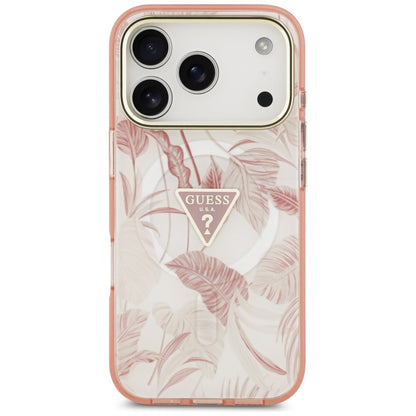 Husa MagSafe pentru Apple iPhone 17 Pro, Guess, Jungle Tonal Triangle, Roz
