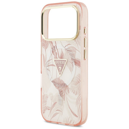 Husa MagSafe pentru Apple iPhone 17 Pro, Guess, Jungle Tonal Triangle, Roz
