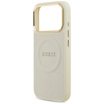 Husa MagSafe pentru Apple iPhone 17 Pro, Guess, Peony Hot Stamp, Bej