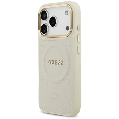 Husa MagSafe pentru Apple iPhone 17 Pro, Guess, Peony Hot Stamp, Bej