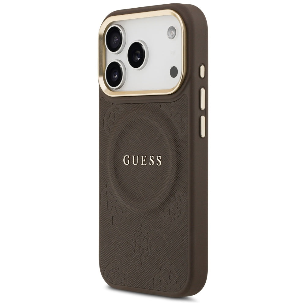 Husa MagSafe pentru Apple iPhone 17 Pro, Guess, Peony Hot Stamp, Maro