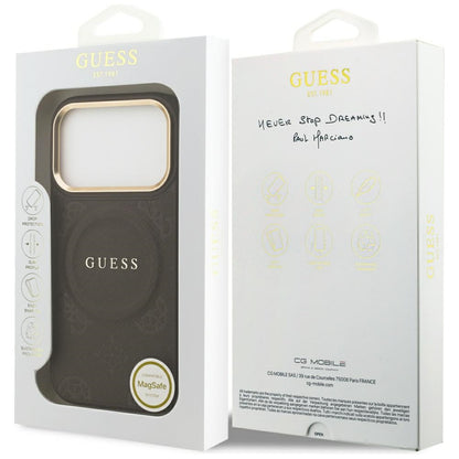 Husa MagSafe pentru Apple iPhone 17 Pro, Guess, Peony Hot Stamp, Maro
