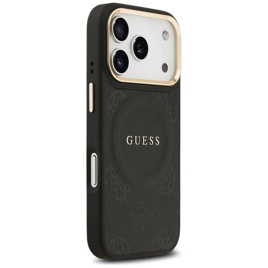 Husa MagSafe pentru Apple iPhone 17 Pro, Guess, Peony Hot Stamp, Neagra