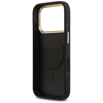 Husa MagSafe pentru Apple iPhone 17 Pro, Guess, Peony Hot Stamp, Neagra