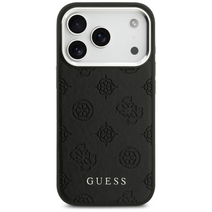 Husa MagSafe pentru Apple iPhone 17 Pro, Guess, Peony Hot Stamp Script, Neagra
