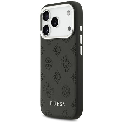 Husa MagSafe pentru Apple iPhone 17 Pro, Guess, Peony Hot Stamp Script, Neagra