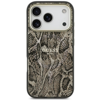 Husa MagSafe pentru Apple iPhone 17 Pro, Guess, Python Pattern, Maro