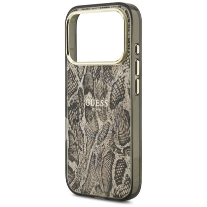 Husa MagSafe pentru Apple iPhone 17 Pro, Guess, Python Pattern, Maro