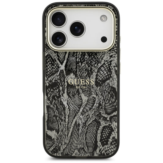 Husa MagSafe pentru Apple iPhone 17 Pro, Guess, Python Pattern, Neagra
