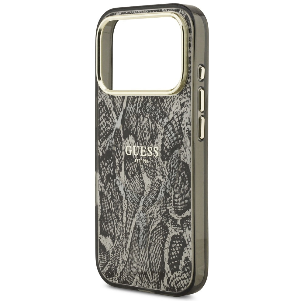 Husa MagSafe pentru Apple iPhone 17 Pro, Guess, Python Pattern, Neagra