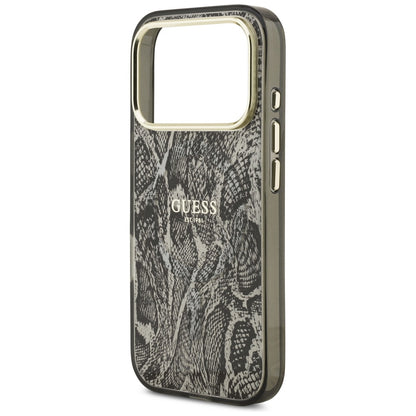 Husa MagSafe pentru Apple iPhone 17 Pro, Guess, Python Pattern, Neagra