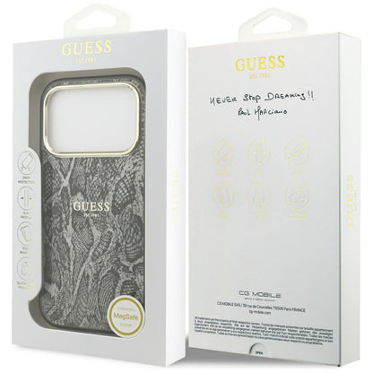 Husa MagSafe pentru Apple iPhone 17 Pro, Guess, Python Pattern, Neagra