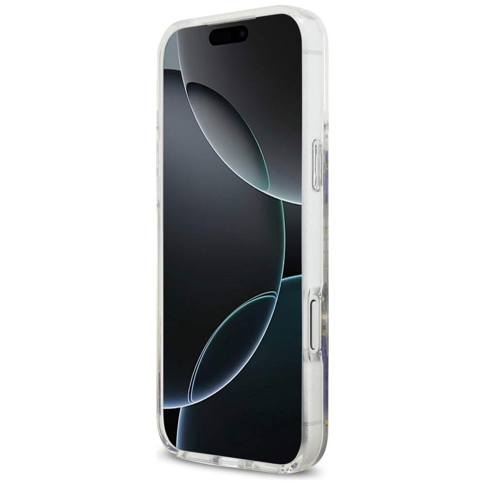 Husa MagSafe pentru Apple iPhone 17 Pro, Guess, Resin Flowers and Glitter, Mov