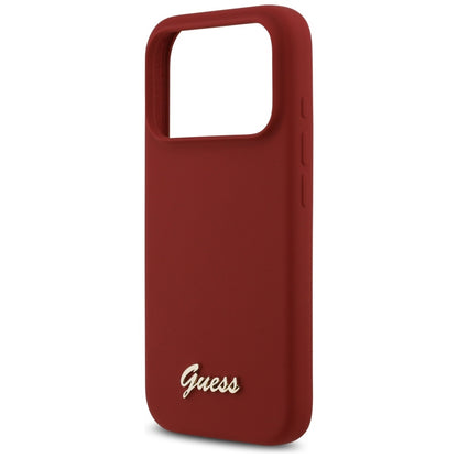 Husa MagSafe pentru Apple iPhone 17 Pro, Guess, Script Metal Logo, Rosie