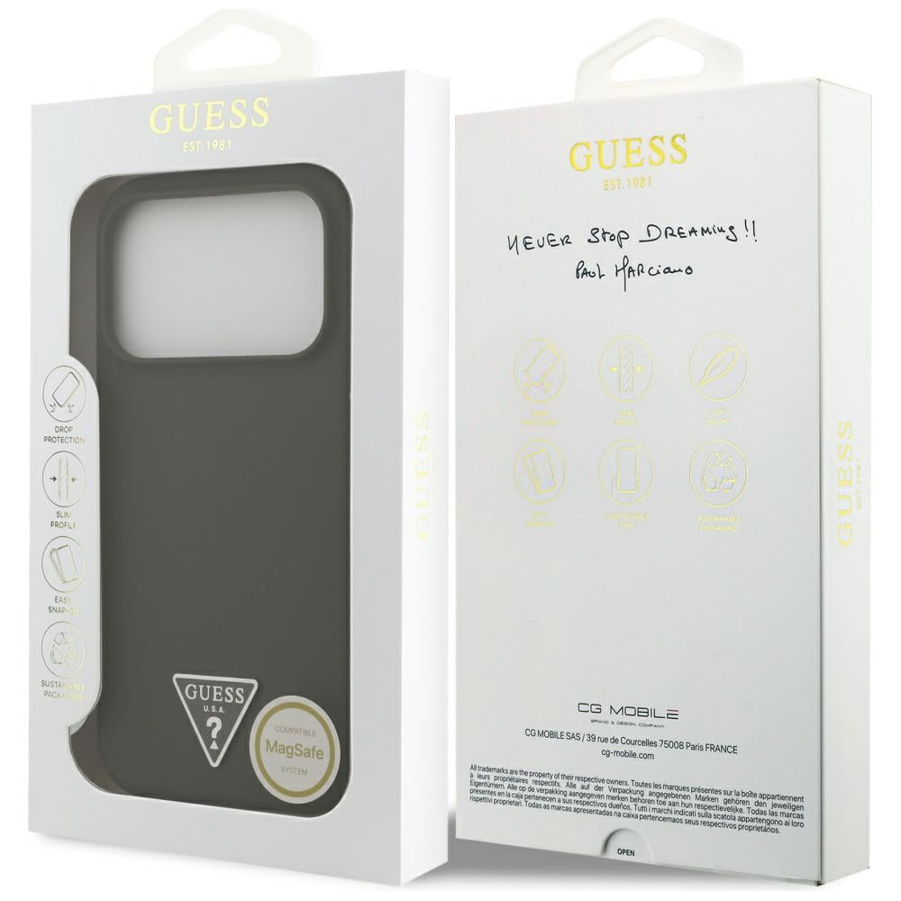 Husa MagSafe pentru Apple iPhone 17 Pro, Guess, Triangle Logo, Kaki