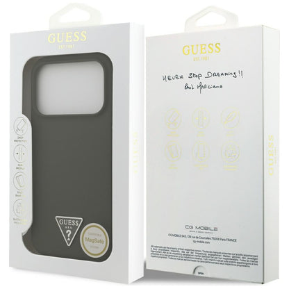 Husa MagSafe pentru Apple iPhone 17 Pro, Guess, Triangle Logo, Kaki