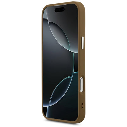 Husa MagSafe pentru Apple iPhone 17 Pro, Guess, Triangle Logo, Maro Argintie