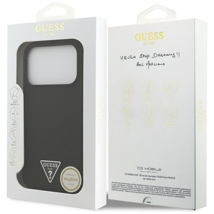 Husa MagSafe pentru Apple iPhone 17 Pro, Guess, Triangle Logo, Neagra