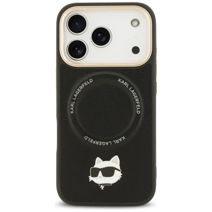 Husa MagSafe pentru Apple iPhone 17 Pro, Karl Lagerfeld, Big Strap Choupette Metal Logo, Neagra