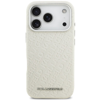 Husa MagSafe pentru Apple iPhone 17 Pro, Karl Lagerfeld, FW Stamped Karl, Bej