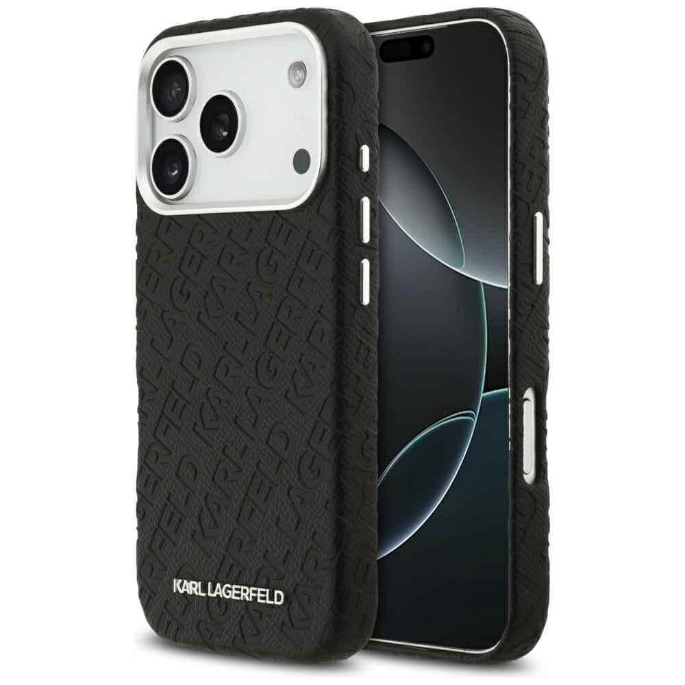 Husa MagSafe pentru Apple iPhone 17 Pro, Karl Lagerfeld, FW Stamped Karl, Neagra