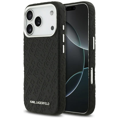 Husa MagSafe pentru Apple iPhone 17 Pro, Karl Lagerfeld, FW Stamped Karl, Neagra
