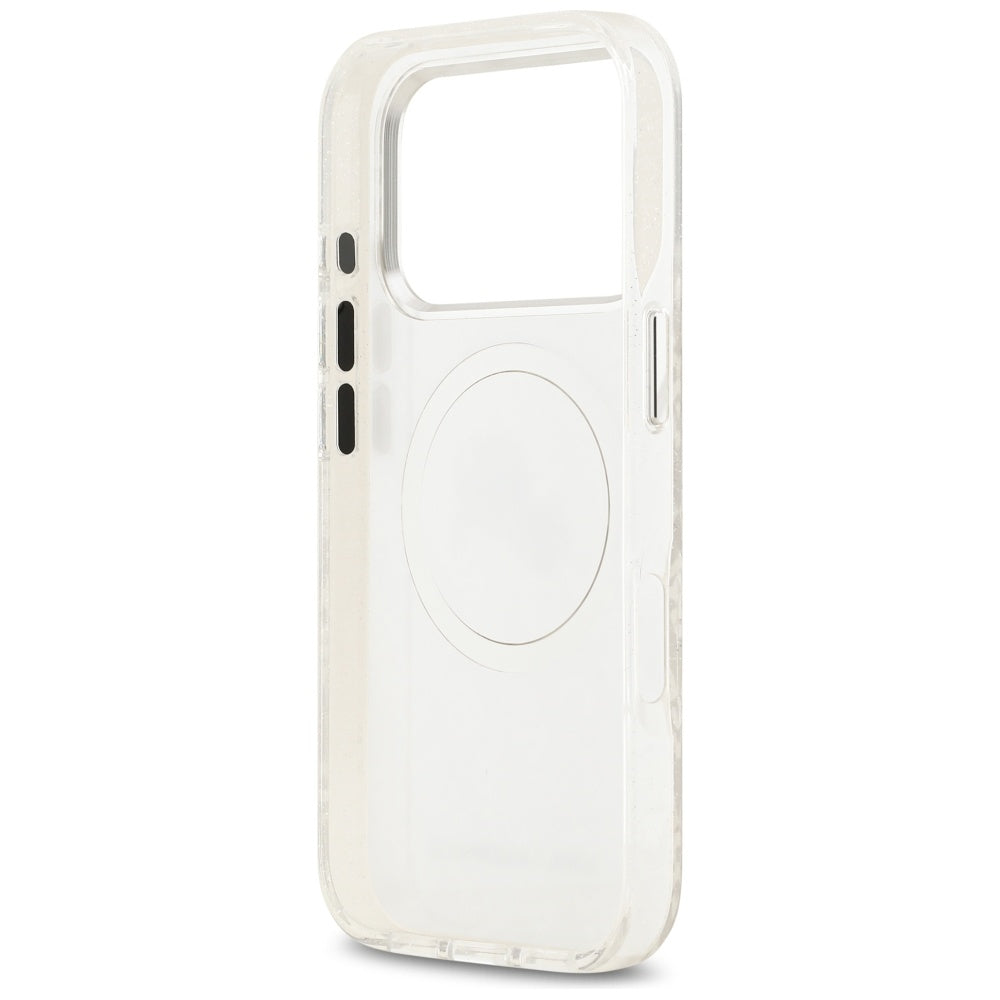 Husa MagSafe pentru Apple iPhone 17 Pro, Karl Lagerfeld, Glitter Karl & Choupette Head, Alba